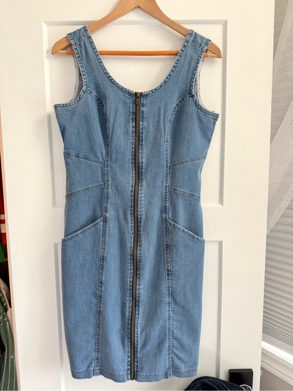 Denim zip up dress